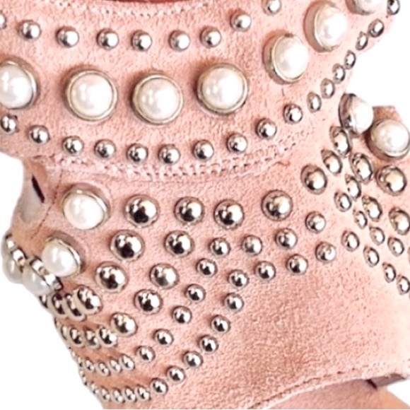 Jeffrey Campbell Studded Suede Leather Palmira Platforms Pink Rose Peach Size 8 - Picture 3 of 9